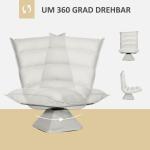 Fåtölj Ergonomisk Ljusgrå Konstläder för Vardagsrum och Kontor med Snurrbar Design och Justerbart Ryggstöd i Stål Robust Modell 62 x 70 x 95 cm