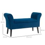 Bänk Förvaringsbänk Mörkblå av Polyester och Trä för Hall och Sovrum Stoppad Bröstbänk med Armstöd 111,5 x 41 x 65 cm