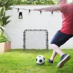 Rebounder Fotbollsmål Svart av Stål och Nät för Fotbollsträning Dubbelsidig Kickback Rebound Vägg 100 x 95 x 90 cm