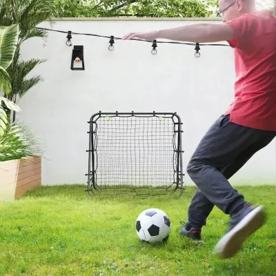 Rebounder Fotbollsmål Svart av Stål 100 x 95 x 90 cm