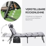 Hopfällbar Solstol Trädgårdsstol Ljusgrå av Stål och Polyester för Trädgård och Avkoppling 5-Stegs Fällbart Ryggstöd Bekväm 189 x 58 x 32,5 cm