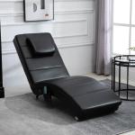 Elektrisk Massagestol i Läder, Lyxig Relaxfåtölj med Värme och Fjärrkontroll, 8 Massagepunkter för Total Avkoppling, Svart, 58 x 163 x 87 cm, 120 kg