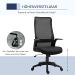 Ergonomisk Kontorsstol i Mesh, Bekväm Skrivbordsstol med Andasfunktion, Höj- och Sänkbar Snurrstol för Kontor, Svart