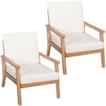 Trädgårdsstolar i Trä 2-Pack, Bekväma Utestolar med Dynor, Klassisk Design för Balkong och Trädgård, Natur, 66 x 77,5 x 74,5 cm