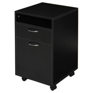 Rullcontainer Arkivskåp Svart av Trä för Kontor och Hemmakontor med Låda Platsbesparande Funktionell 40 x 35 x 60 cm