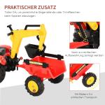 Pedaltraktor med Släp och Frontlastare Pedalgrävare för Barn från 3 År Röd 179 X 42 X 59 Cm
