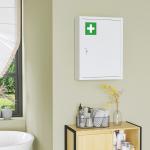 Låsbart Medicinskåp för Vägg, Säkert Apoteksskåp med Glasdörr, Praktisk Förvaring för Badrum, Vit, 40 x 15 x 53,5 cm