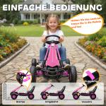 Trampbil Go-kart Rosa Metall och Plast för Barn 3-8 År Trampfordon med Justerbar Sits och Handbroms Säker och Rolig Lek
