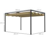 Pergola Trädgårdspaviljong med Justerbart Tak Khaki av Metall för Uteplats och Trädgård Fristående Solskydd 3 x 2 m