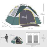 Kupoltält 3 Personer Polyester med Pinnar för Camping och Utomhusäventyr Grön 205 X 195 X 135 Cm