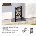 Blomtrappa i Metall med 4 Våningar, Dekorativ Växtställning med Mosaikplattor, Hopfällbar Hylla för Balkong och Trädgård, Svart/Beige, 64 cm