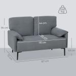Soffa 2-sits med Sammetsklädsel Svart Tyg och Trä för Vardagsrum och Lounge Kompakt Soffa med Tjock Stoppning Bekväm och Modern Inredning Mjuk Sits