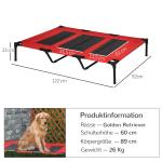 Upphöjd Hundsäng för Utomhusbruk, Ventilerande Husdjurssäng med Metallram, Tålig Sovplats för Stora Hundar, Röd