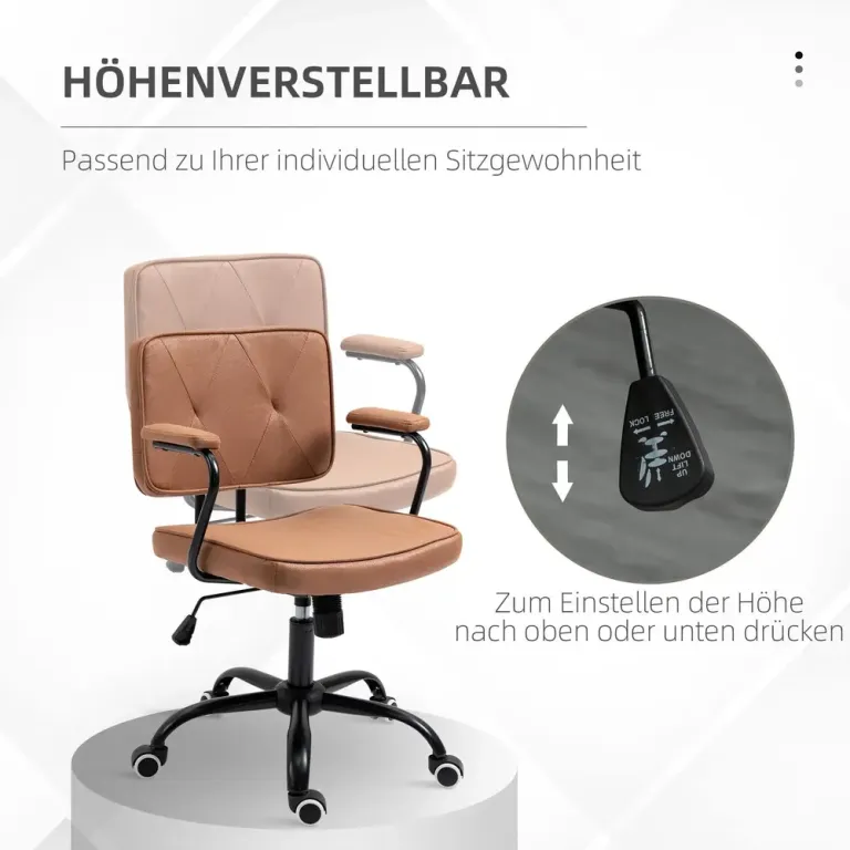 Retro Kontorsstol i Tyg Höj- och Sänkbar Skrivbordsstol
