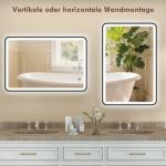 Badrumsspegel LED Dimbar Svart Glas och Aluminium för Badrum Väggspegel med Minnesfunktion och 3 Ljusfärger 90x60 cm