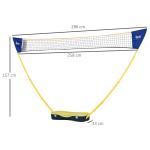 Badmintonnät med Stativ Bärbart Badmintonnätstativ Inkl. 4 Badmintonracketar Gula och Blå
