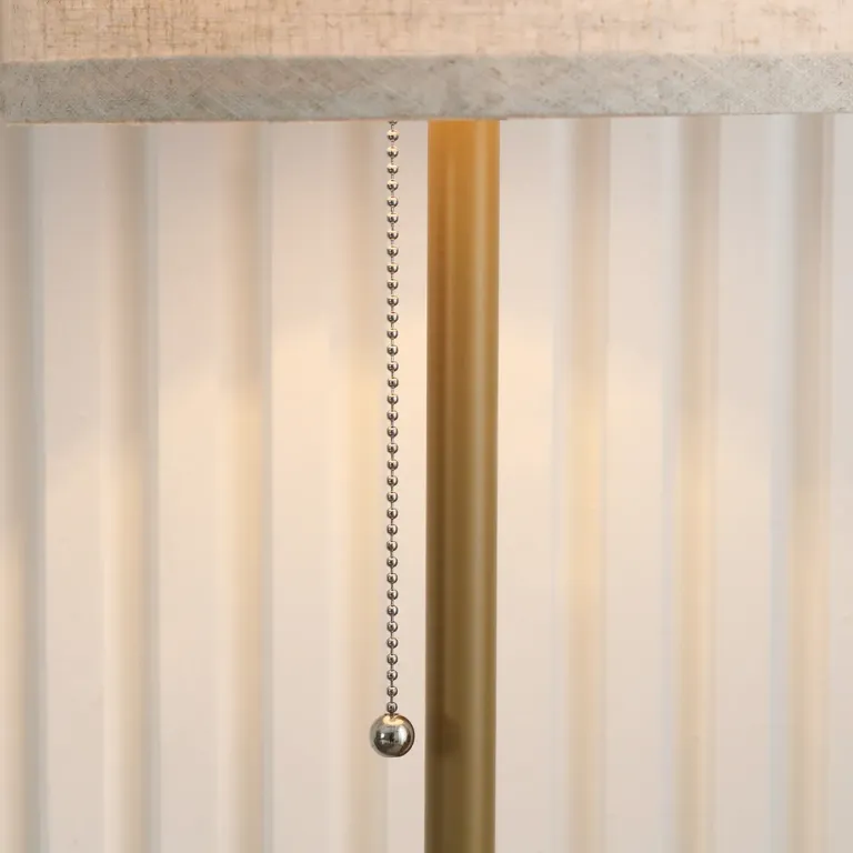 Golvlampa med Linne Lampskärm och Stål Stativ, Cremevit