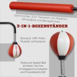 Justerbar Boxningsstation med Speedball, Fristående Boxningssäck med Reflexstång, Komplett Träningsredskap för Hemmafitness, Svart, 140-205 cm