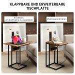 Sidobord Hopfällbart med USB-portar för Laddning och Modern Design Hållbar och Praktisk Brun Metall och Trä 39 x 29 x 57 cm