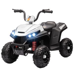 Elektrisk Fyrhjuling Barnbil 12V Quad med Musik och Ljus Vit av Metall och Plast för Barn 3-5 År Barnfordon Hastighet 5 km/h