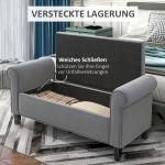 Klädd Bänk Sängbänk Grå av Tyg med Sammetslook för Sovrum Hallsbänk med Förvaringsutrymme Lastkapacitet 120 kg 126 x 48,5 x 47 cm