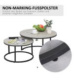 Soffbordset, 2 Runda Häckningsbord, Industriell Design, Metallstomme, Betonglook/Svart