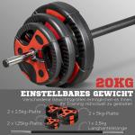Justerbart Hantelset 20 kg, 2-i-1 Vikter med Skivstång, Halkfritt Grepp för Säker Hemmaträning, Svart
