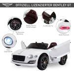 Barnbil Elbil Bentley GT Licensierad med Fjärrkontroll och 2 X 390 Motorer Lyxig Leksak Vit 108 X 60 X 43 Cm
