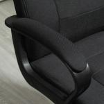 Kontorsstol med Vippfunktion och Nackstöd, Ergonomisk Skrivbordsstol, Vridbar, Linne, Svart, 62 x 76 x 110–119 cm
