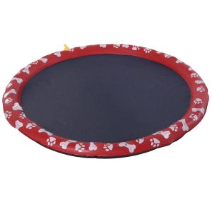Hundpool Plaskdamm Röd av PVC för Hundar Vattenmatta och Badpool Halkfri för Trädgård och Camping Ø 150 cm