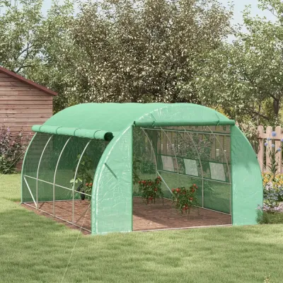 Växthus Polytunnel Grön av Stål och PE 3,97 x 3 x 2 m