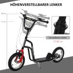 Sparkcykel med Luftdäck för Barn, Robust Skoter med Handbroms och Stöd, Rolig och Säker Utelek från 5 år, Svart, 120 x 58 x 75-80 cm
