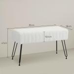 Bänk Skobänk Krämvit av Fuskpäls och Metall för Hall och Sovrum Stoppad Bänk med Fuskpälslook 82 x 30 x 47 cm