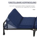 Hopfällbar Gästsäng 2 i 1 med Justerbar Sänggavel och Hjul Stålram och Skum Blå 184 X 65 X 26 Cm
