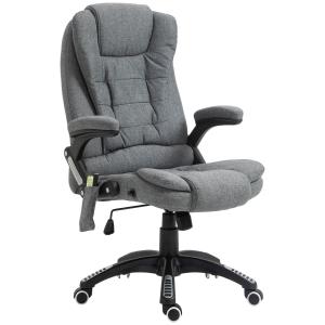 Ergonomisk Chefsstol med Massagefunktion Bekväm Kontorsstol Hög Rygg Avslappnande Massage Grå 67 X 74 X 116-126 Cm