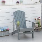 Adirondackstol med Mugghållare, Bekväm Trädgårdsstol i Massivt Trä, Klassisk Design för Uteplatsen, Mörkgrå, 97 x 72,5 x 93 cm