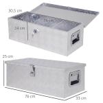 Robust Verktygslåda Aluminium Slitstark Transportlåda med Dragstång Mångsidig för Arbete och Hobby Silver 76 X 33 X 25 Cm