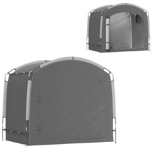 Cykelgarage och Förrådstält för 3-4 Cyklar med 2 Sidofickor för Trädgård Hållbar och Vattentät Mörkgrå Polyester 205 x 140 x 188 cm