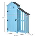 Redskapsbod med Vedförråd, Rymligt Trädgårdsskåp i Granträ med 3 Hyllor, Väderbeständigt Asfalttak för Verktyg och Ved, Himmelsblå, 130 x 54,5 x 180 cm