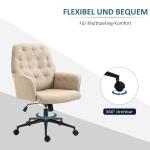 Modern Kontorsstol i Linnetyg, Höj- och Sänkbar Skrivbordsstol med Vippfunktion, Ergonomisk Arbetsstol för Hemmakontoret, Beige, 120 kg