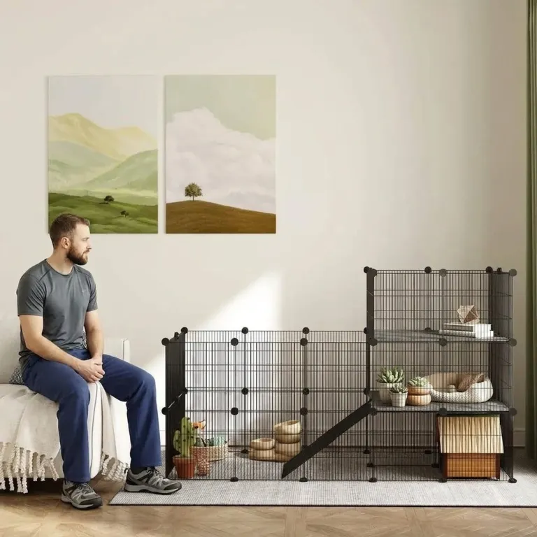 Smådjursbur Inhägnad 39 Paneler Svart 140 x 70 x 105 cm