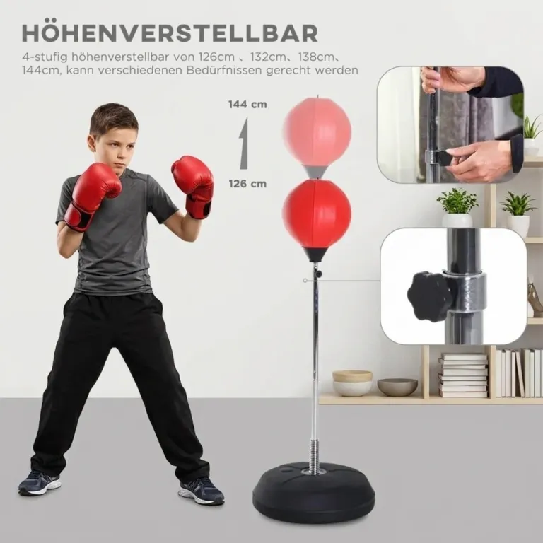 Boxningsset med Stansboll Höjdjusterbar 126–144 cm