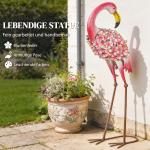 Trädgårdsfigurer Flamingo 2 Pack Röd Metall för Trädgård och Damm Dekorativa Fågelstatyer med Blomstermönster Väderbeständig Konst med Markankare