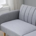 Bäddsoffa 2-Sits Soffa med Sovfunktion Grå av Tyg och Trä för Vardagsrum och Gästrum Vadderad Soffa 173 x 75 x 73 cm