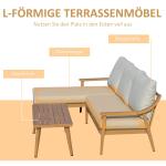 Loungegrupp i Konstrotting 3 Personer, Modern Soffa med Schäslong och Bord, Bekväm Hörnsoffa för Balkong, Grå