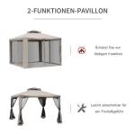 Trädgårdspaviljong 4 Sidoväggar Rymligt Partytält Metall och Polyester för Trädgårdsfester Grå 3 X 3 M