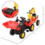 Pedaltraktor med Släp och Frontlastare Pedalgrävare för Barn från 3 År Röd 179 X 42 X 59 Cm
