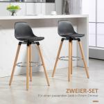Barstolar 2-pack i Skandidesign med Fotstöd för Kök och Bar Ergonomisk och Modern Natur och Svart Trä 43 x 43 x 91 cm