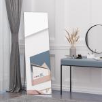 Stående Spegel Helkroppsspegel Silver av Aluminium och Glas för Sovrum och Hall Fristående Dressingspegel med Stativ Klar Bild