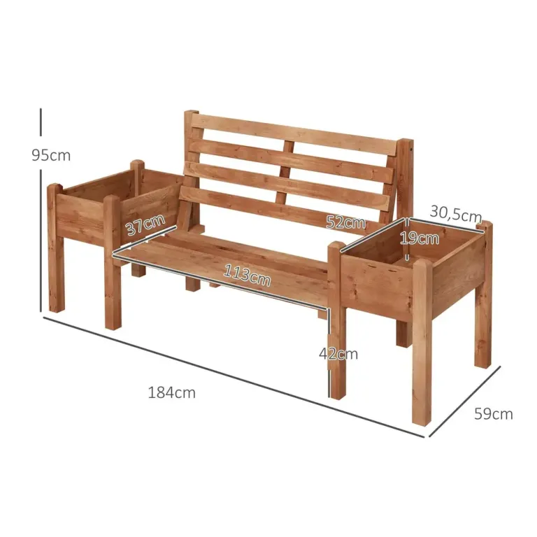 Trädgårdsbänk Balkongbänk Natur av Trä Bänk 2-Sits
